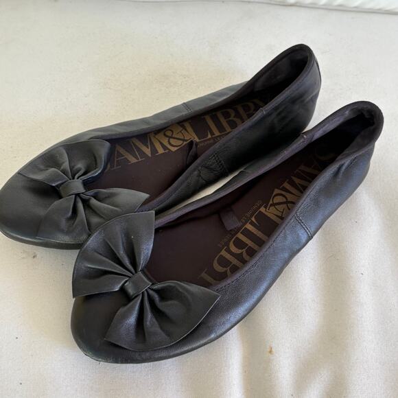 Sam & Libby Ballet Flats 9 Black Bow Academia Prep Capsule - Picture 1 of 5